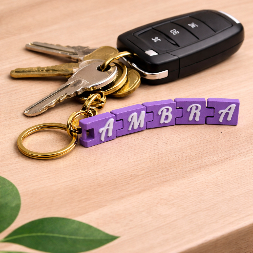 Portachiavi con nome flessibile personalizzato