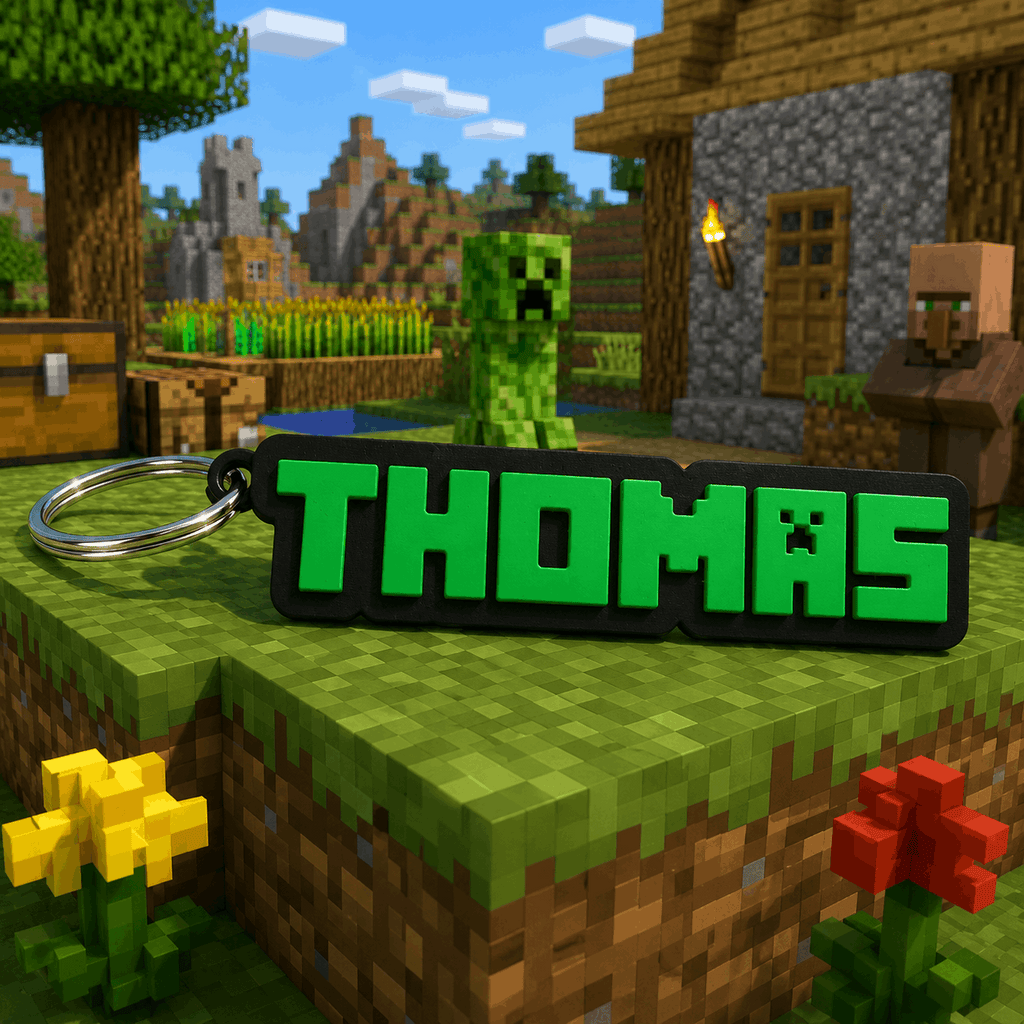 Portachiavi Minecraft personalizzato con nome