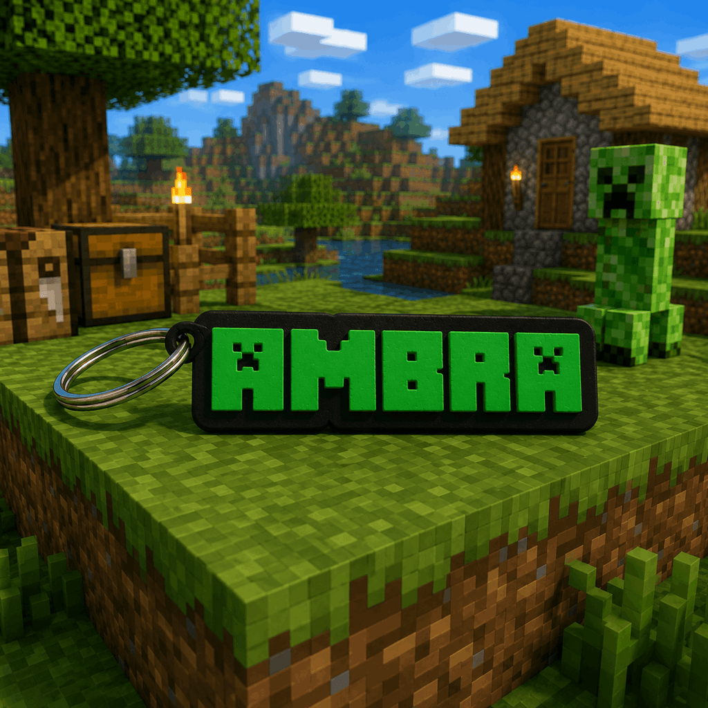 Portachiavi Minecraft personalizzato con nome