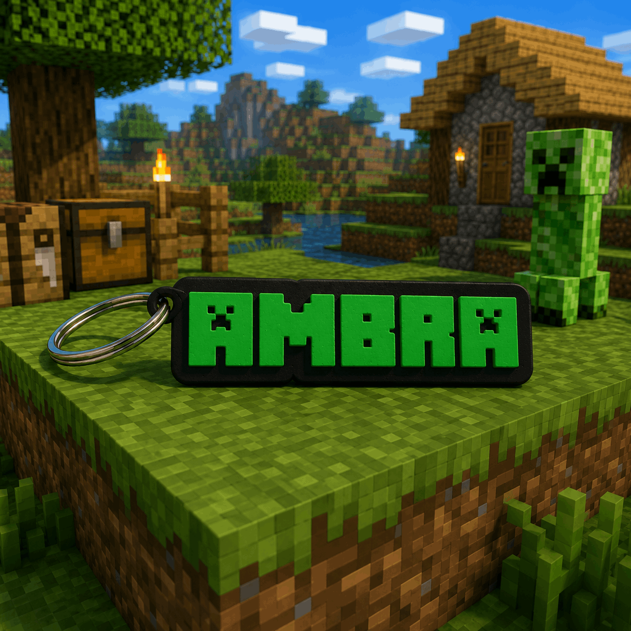 Portachiavi Minecraft personalizzato con nome