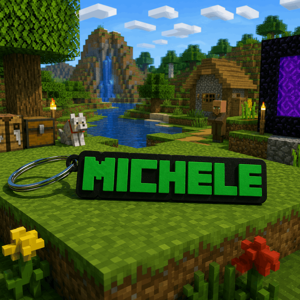 Portachiavi Minecraft personalizzato con nome