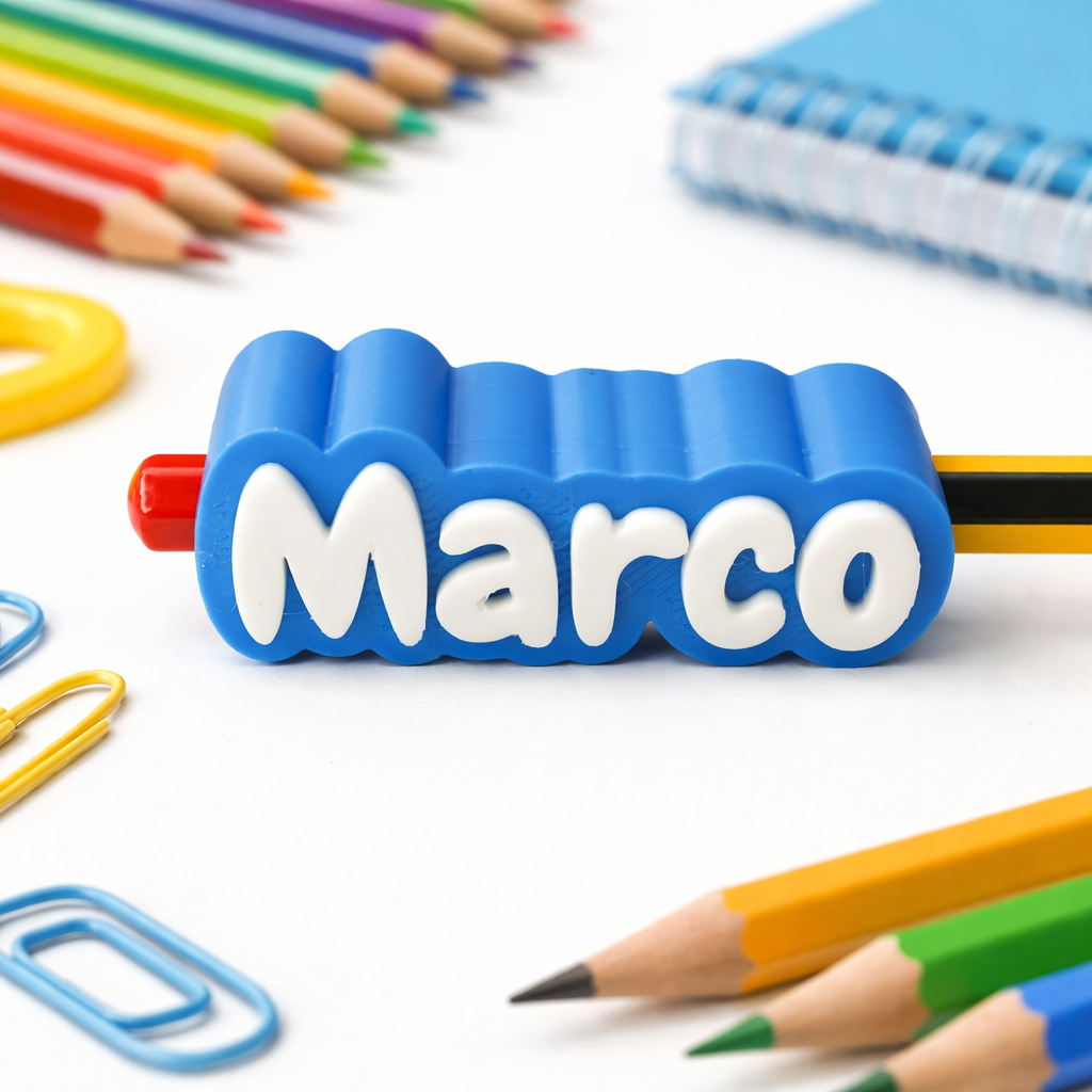 Punta personalizzata per matita con nome "Marco" di MyCustomLab, decorazione colorata e originale per scrivere con stile