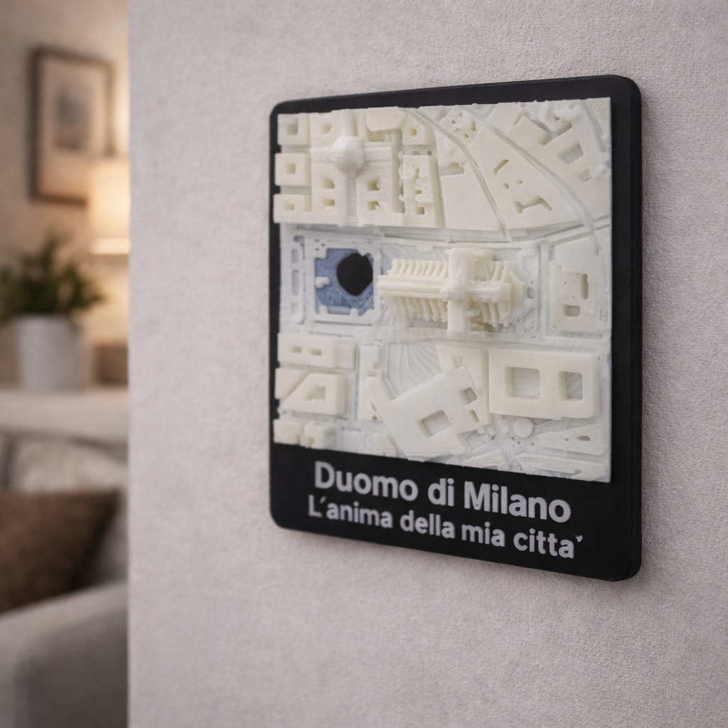 Mappa 3D personalizzata di MyCustomLab, quadro in rilievo del luogo speciale, con gancio incluso, formato 9x9 cm.