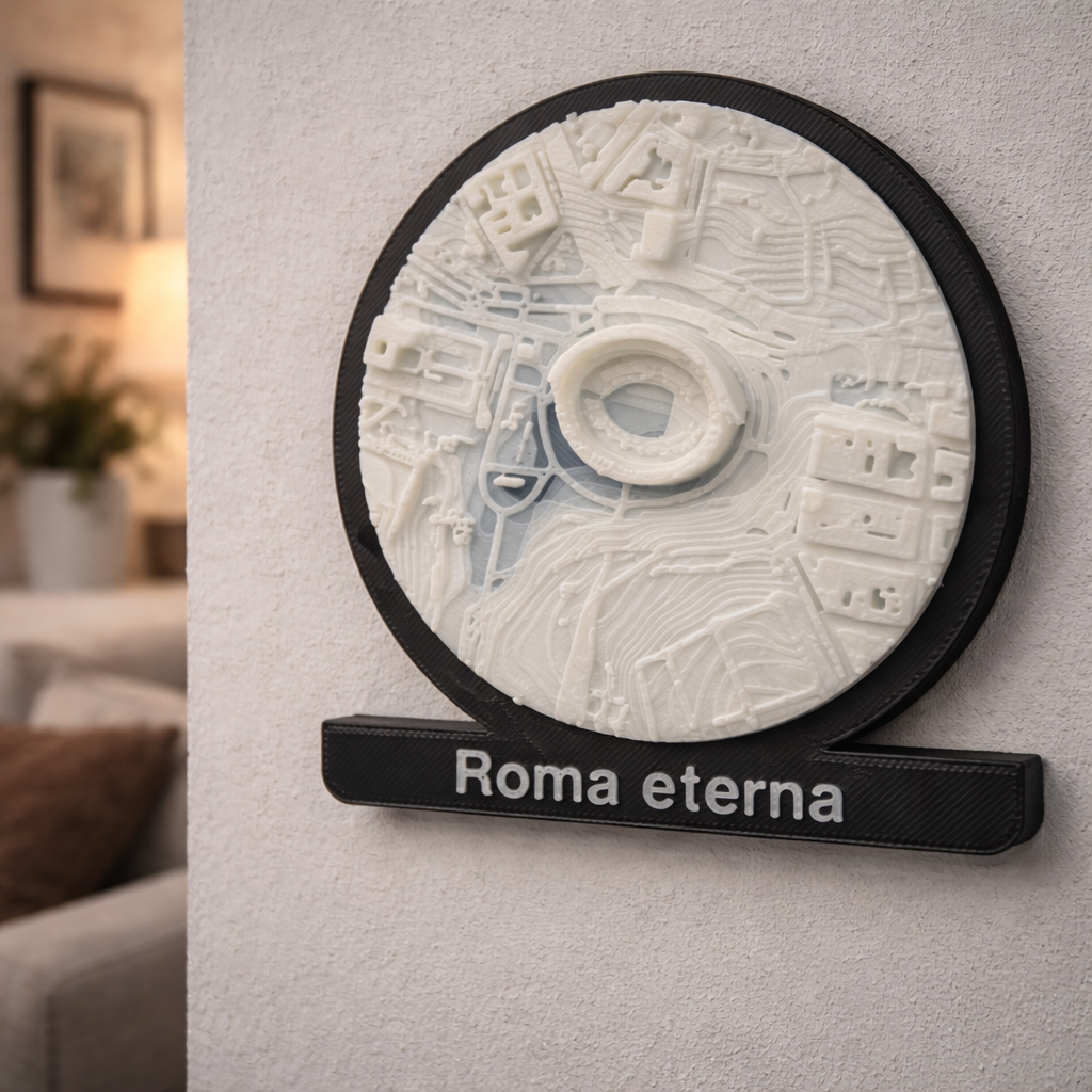 Mappa 3D personalizzata di MyCustomLab, quadro 9x9 cm con gancio, rappresenta un luogo speciale in stile moderno e decorativo.