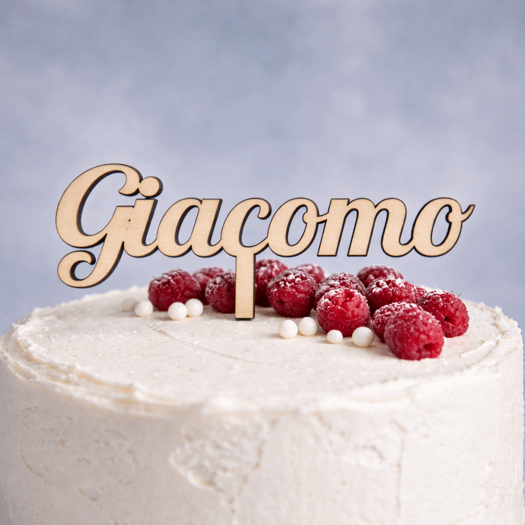Cake topper in legno personalizzato con nome inciso - MyCustomLab