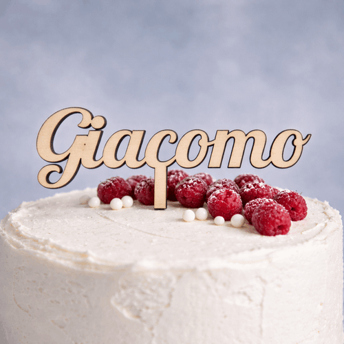Cake topper in legno personalizzato con nome inciso - MyCustomLab