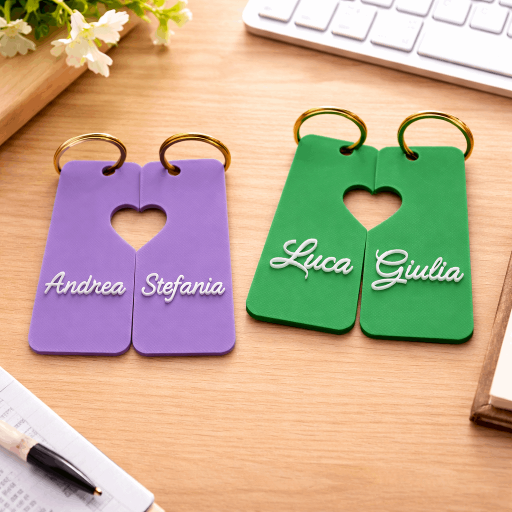Set portachiavi cuore personalizzato con nomi - MyCustomLab