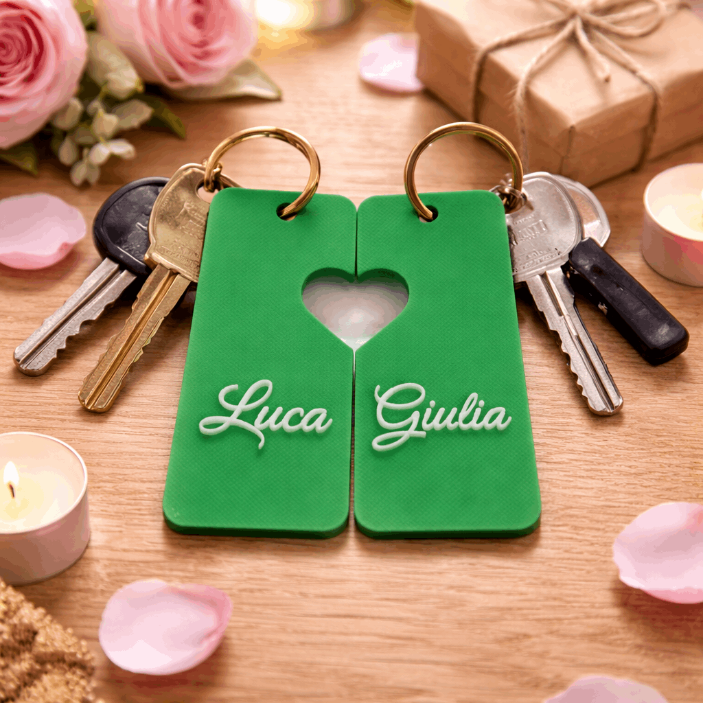 Set portachiavi cuore personalizzato con nomi - MyCustomLab