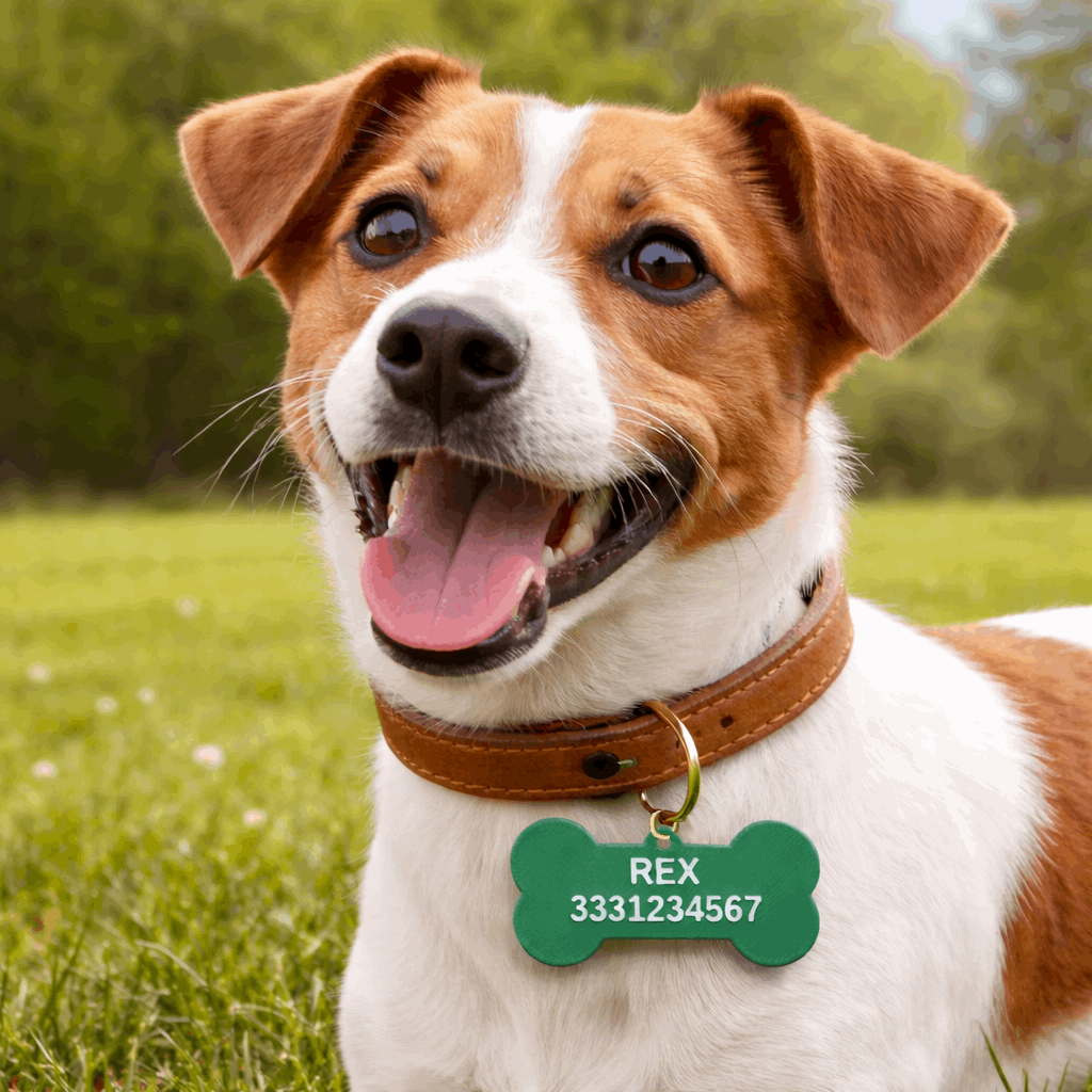 Targhetta per animali domestici stampata in 3D con nome e telefono. - MyCustomLab